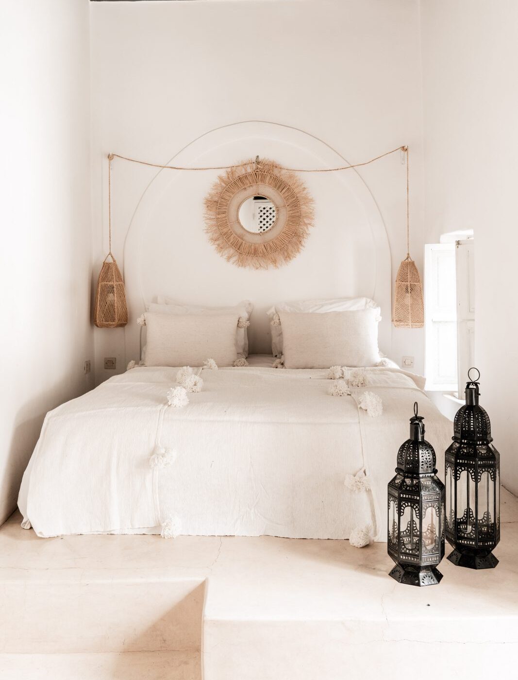 Marokkaanse Pompom Deken Plaid | Ivoor