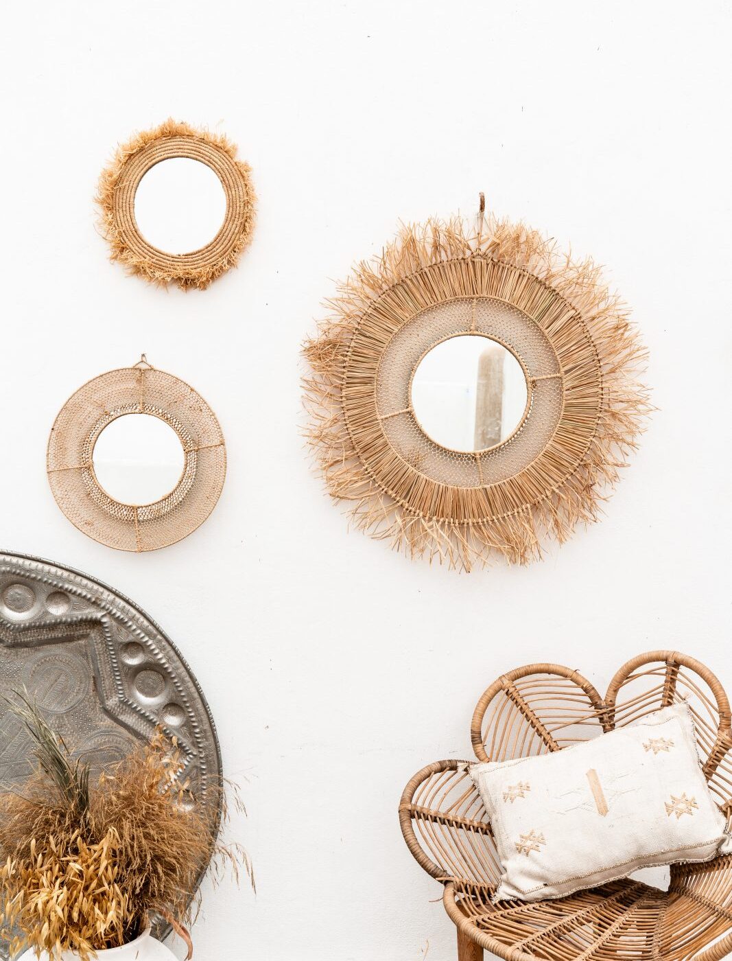 Raffia Mirror Small