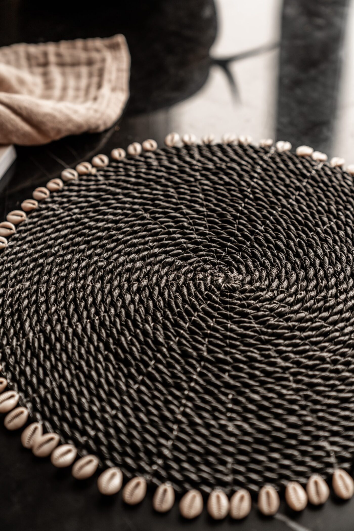Schelpen Placemat Pandan | Zwart