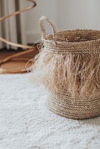 Raffia Mand Hoog | Fringe