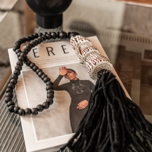 Decoratie Schelpenketting Kralen Zwart