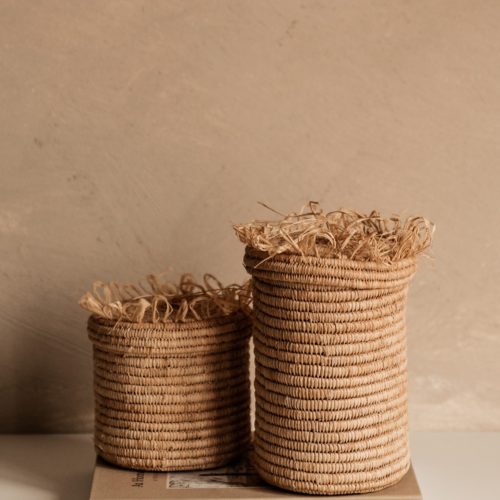 Raffia Opbergmandje Hoog