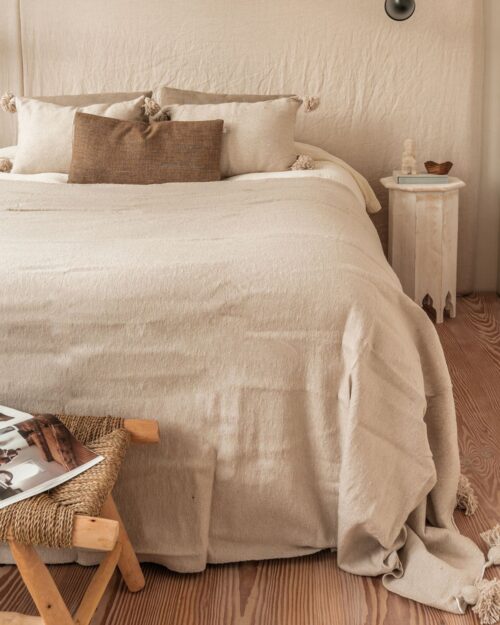 Plaid Pompom Ivoor Wit